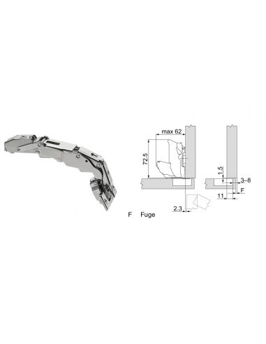 Blum CLIP top BLUMOTION cern. a gr. ang. di apert. 155°, 71B7650