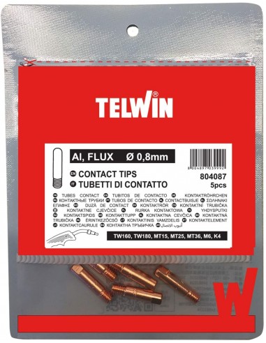 Telwin Kit 5 Tubetti di Contatto D.0.8 AL/FLUX